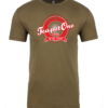 Bru Time Podcast Tee - TeapotOne - military green and red